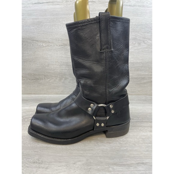Frye Men\'s 12 Black Leather Harness Engineer Moto‎ Boots USA Made Vintage 87350 main image 6